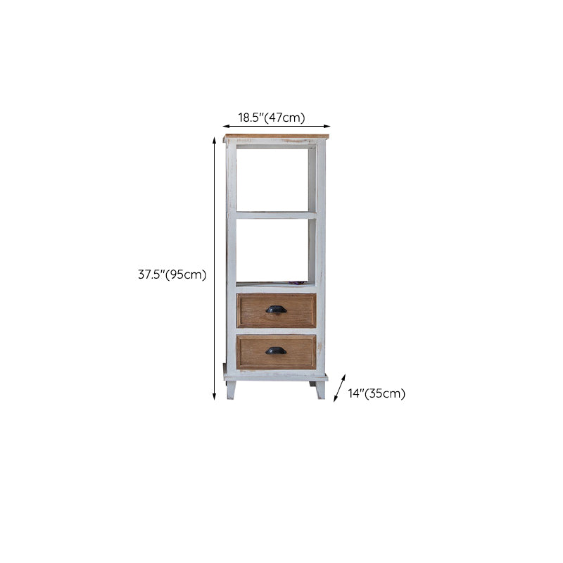 Rectangular Wood Cabinet Industrial Accent Chest in Distressed White