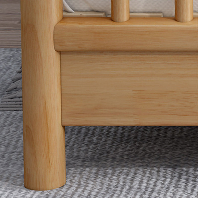 Northern European Wood Slat Bed Frame With Headboard and Footboard