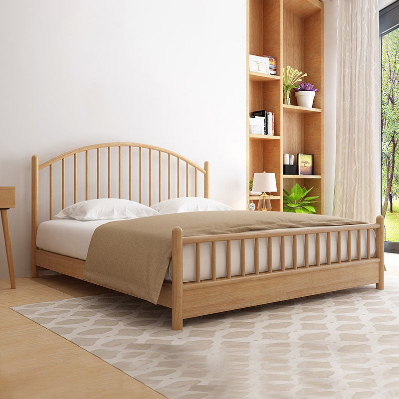 Northern European Wood Slat Bed Frame With Headboard and Footboard