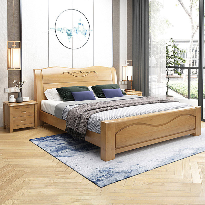 Scandinavian Sleigh Bed with Headboard in Rubberwood Queen/Cal King Size