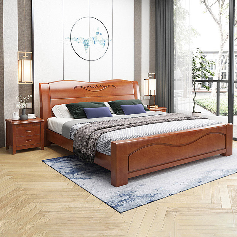 Scandinavian Sleigh Bed with Headboard in Rubberwood Queen/Cal King Size