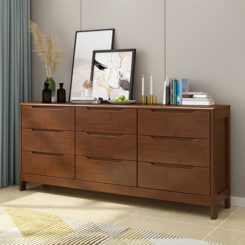 Mid-Century Modern Chest Squared Legs with Drawer Solid Wood Accent Chest