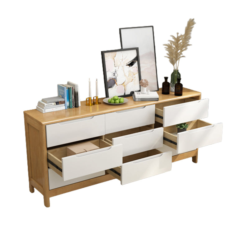 Mid-Century Modern Chest Squared Legs with Drawer Solid Wood Accent Chest