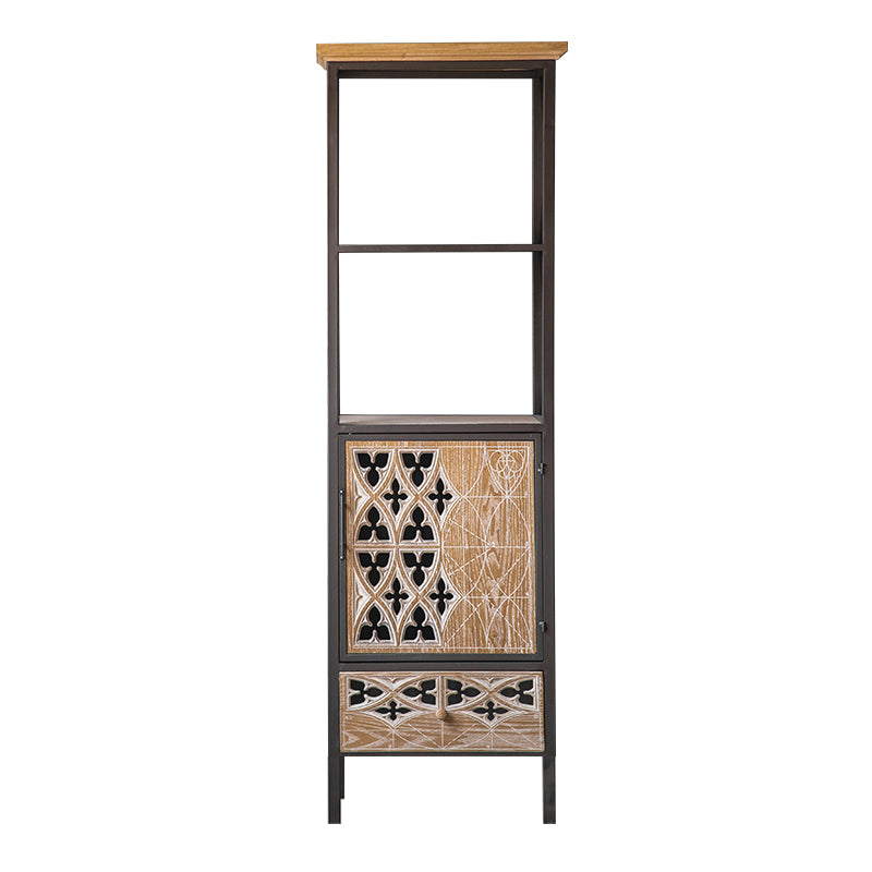 Rectangular Industrial Cabinet Metal and Wood Accent Chest in Natural