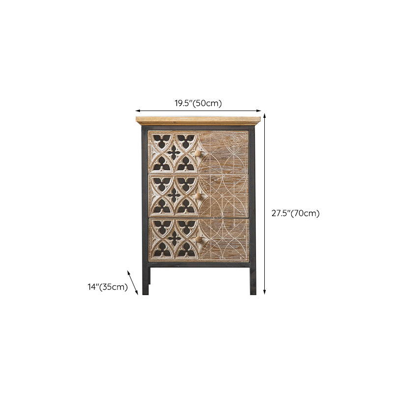 Rectangular Industrial Cabinet Metal and Wood Accent Chest in Natural