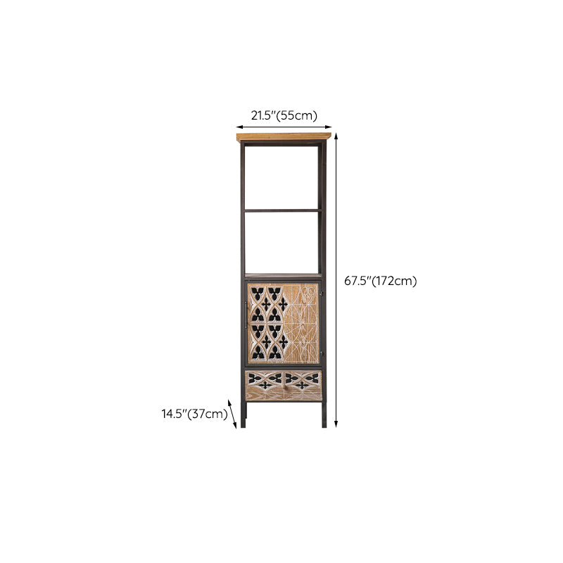 Rectangular Industrial Cabinet Metal and Wood Accent Chest in Natural