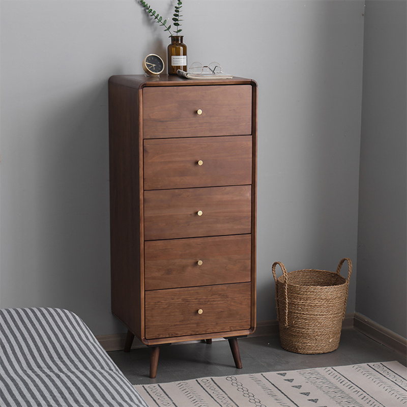Mid-Century Modern Chest Pine Wood Drawer Knobs Rectangle Accent Chest