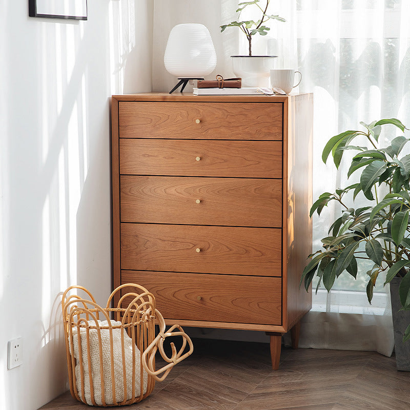 Contemporary Chest 5 - Drawer Solid Wood Knobs Straight Legs Accent Chest