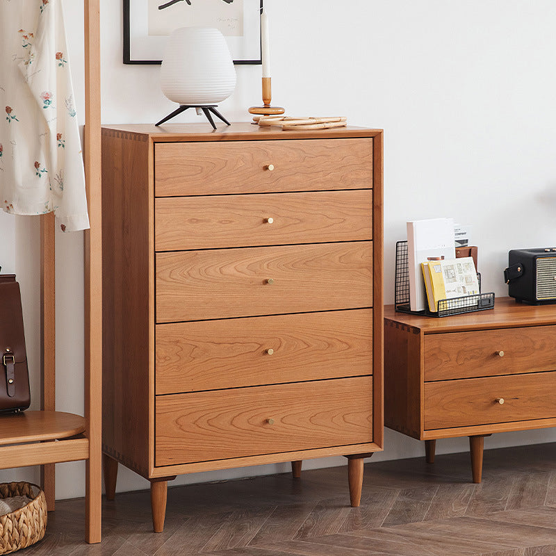 Contemporary Chest 5 - Drawer Solid Wood Knobs Straight Legs Accent Chest
