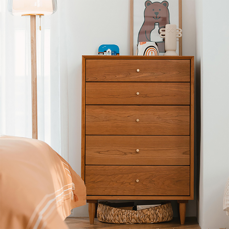 Contemporary Chest 5 - Drawer Solid Wood Knobs Straight Legs Accent Chest