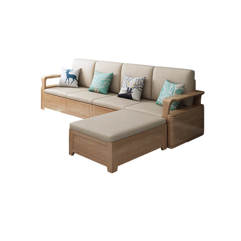 24"H Scandinavian Sectional Sofa Storage Cream Fabric Sectional