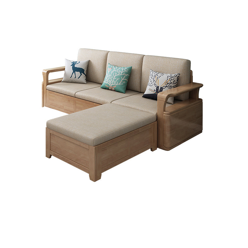 24"H Scandinavian Sectional Sofa Storage Cream Fabric Sectional