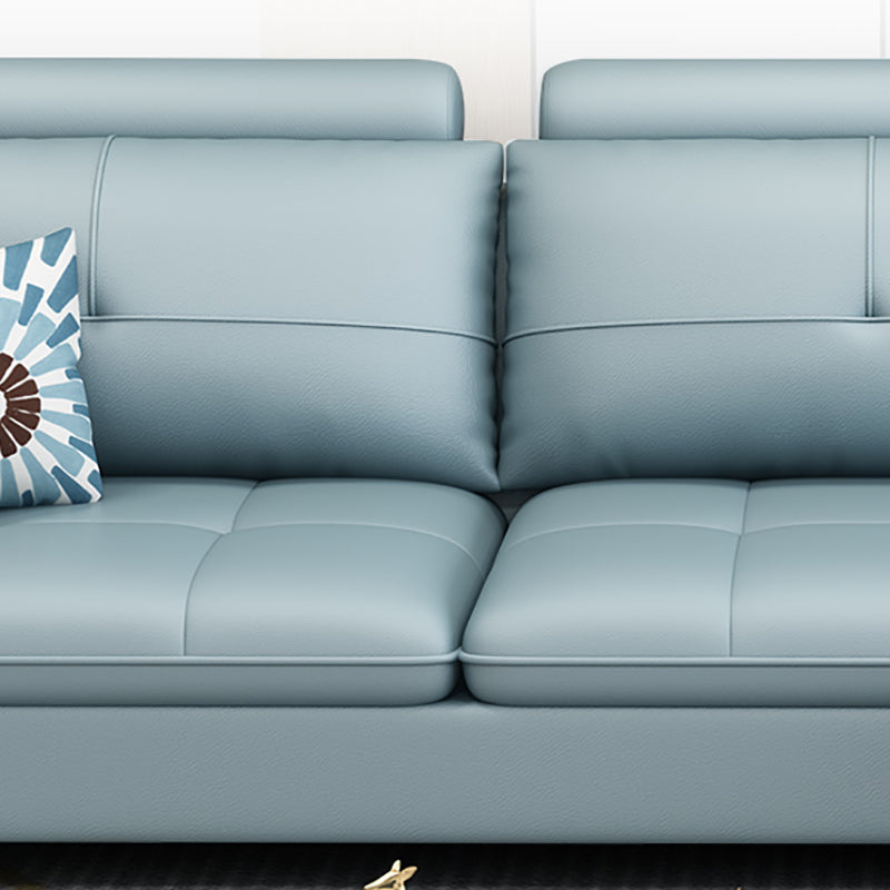 64"W Scandinavian Sectional Sofa Storage Leather Tufted Sectional