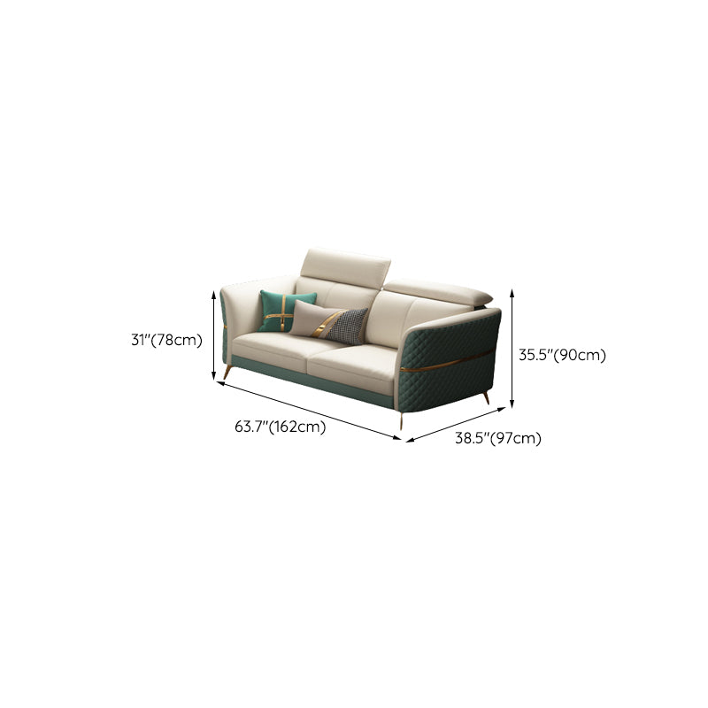 Glam Sectional Sofa White Pillowed Back Leather Cushions Sectional
