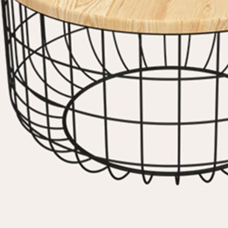 Scandinavian Natural Round Wood Coffee Table Frame Iron Cocktail Table