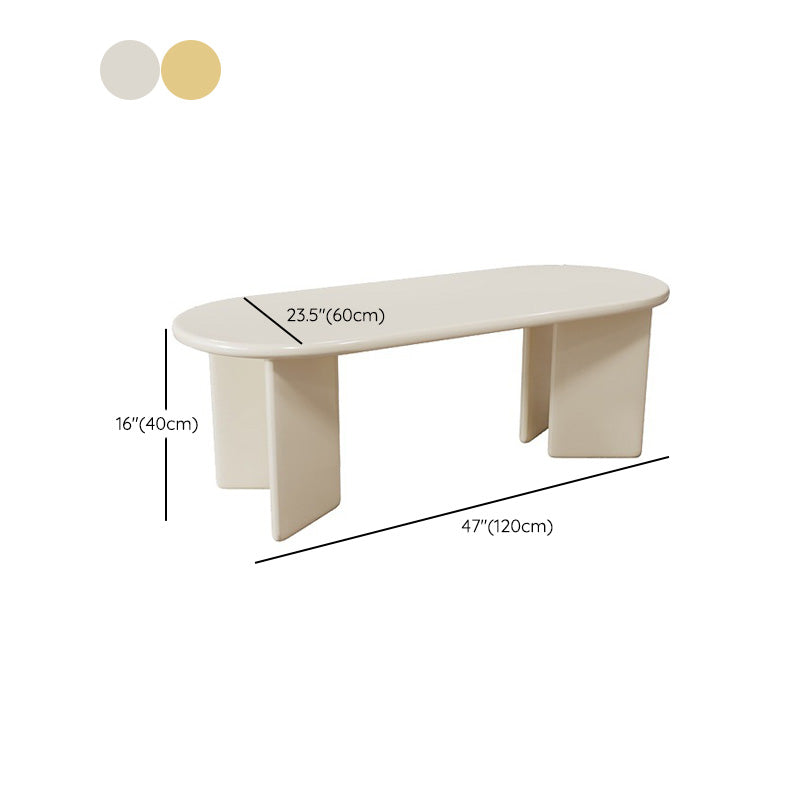 Contemporary Wooden Oval Coffee Table with 4 Legs in White/Yellow