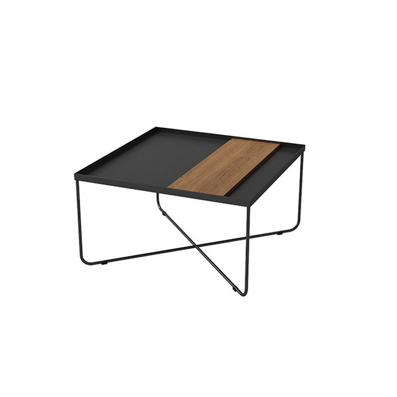 Cross Legs Coffee Table Black Iron Coffee Cocktail Table with Tray Top