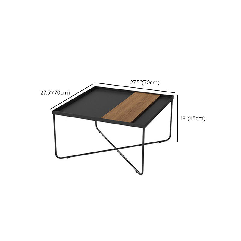 Cross Legs Coffee Table Black Iron Coffee Cocktail Table with Tray Top