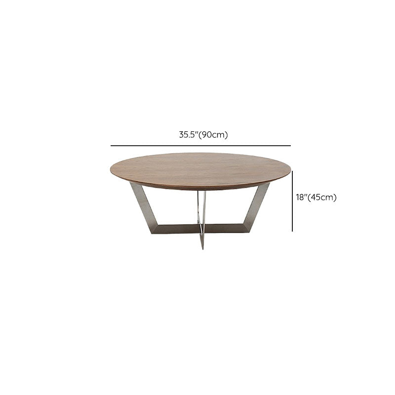Cross Legs 1 Single Coffee Table in Brown Scandinavian Round Solid Wood Cocktail Table