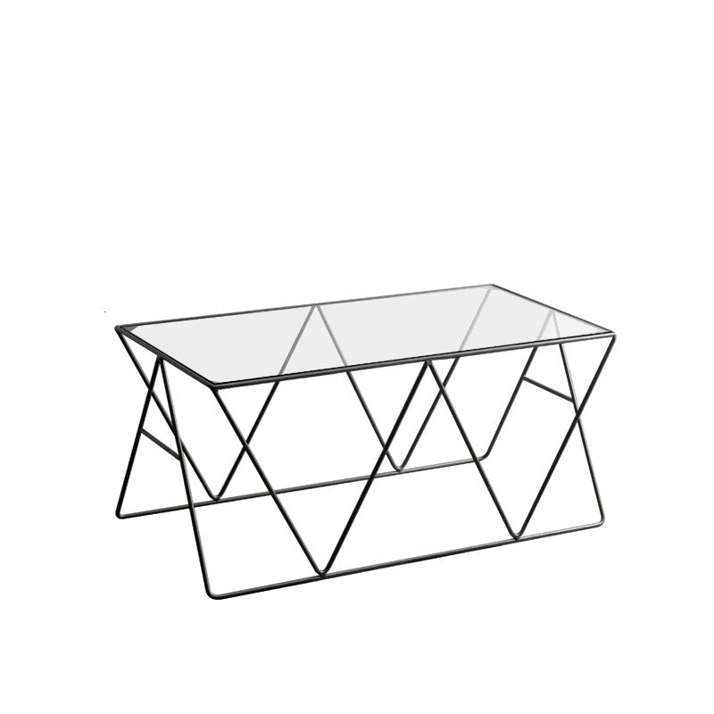 Frame Glass Top Coffee Table Modern Simple Clear Rectangular Cocktail Table