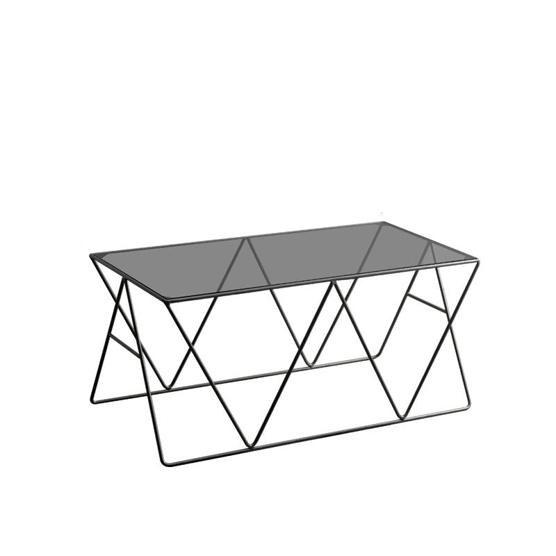 Frame Glass Top Coffee Table Modern Simple Clear Rectangular Cocktail Table