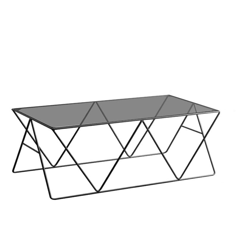 Frame Glass Top Coffee Table Modern Simple Clear Rectangular Cocktail Table