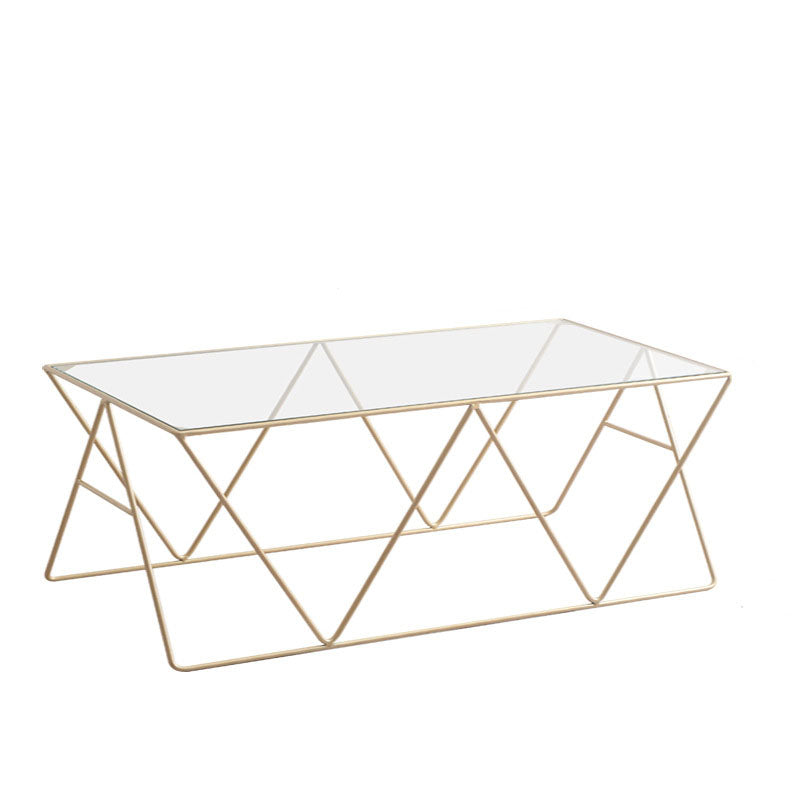 Frame Glass Top Coffee Table Modern Simple Clear Rectangular Cocktail Table