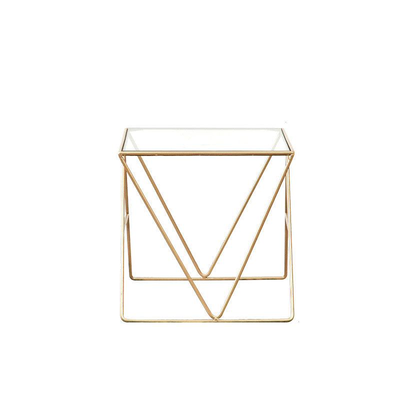 Frame Glass Top Coffee Table Modern Simple Clear Rectangular Cocktail Table