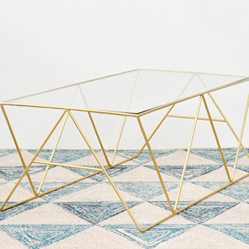 Frame Glass Top Coffee Table Modern Simple Clear Rectangular Cocktail Table