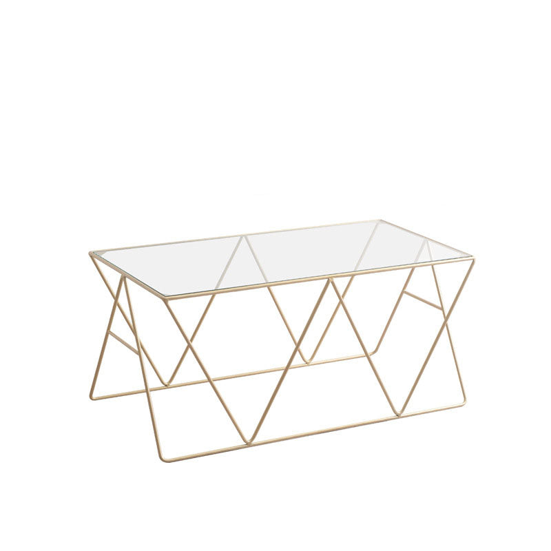 Frame Glass Top Coffee Table Modern Simple Clear Rectangular Cocktail Table