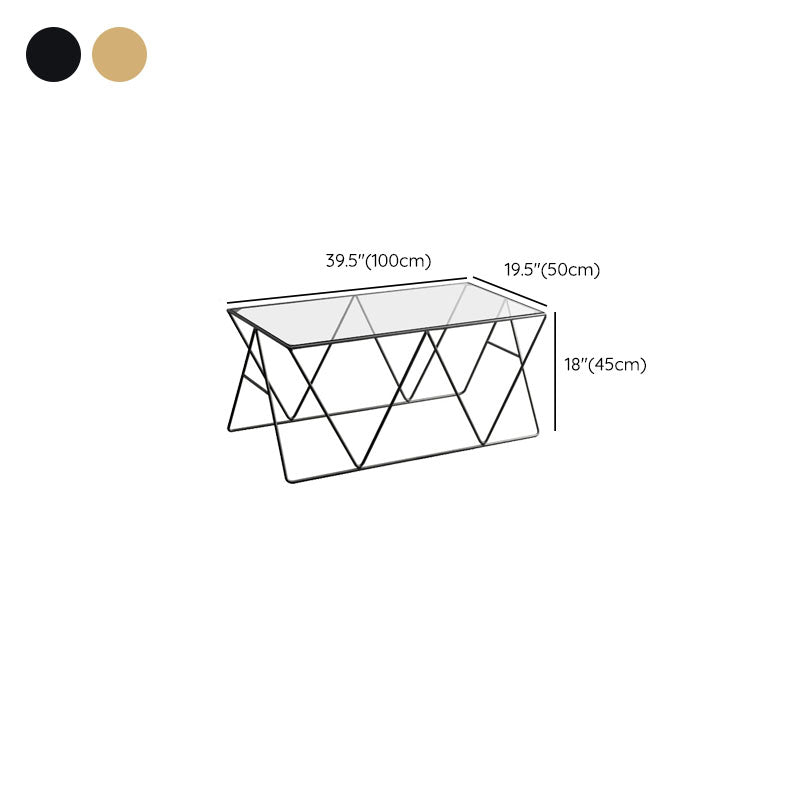 Frame Glass Top Coffee Table Modern Simple Clear Rectangular Cocktail Table