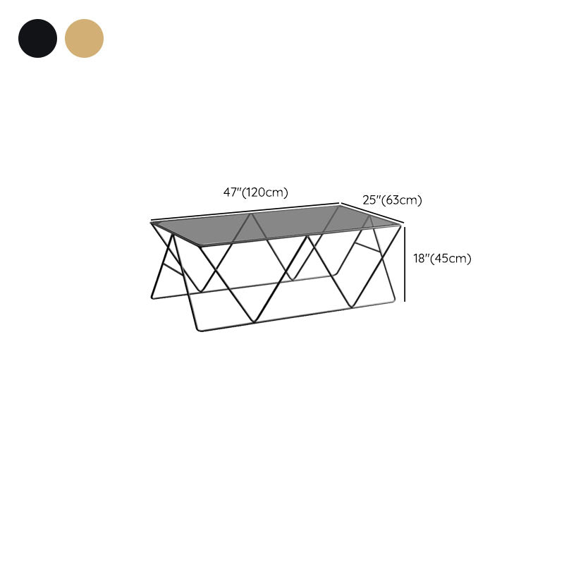 Frame Glass Top Coffee Table Modern Simple Clear Rectangular Cocktail Table