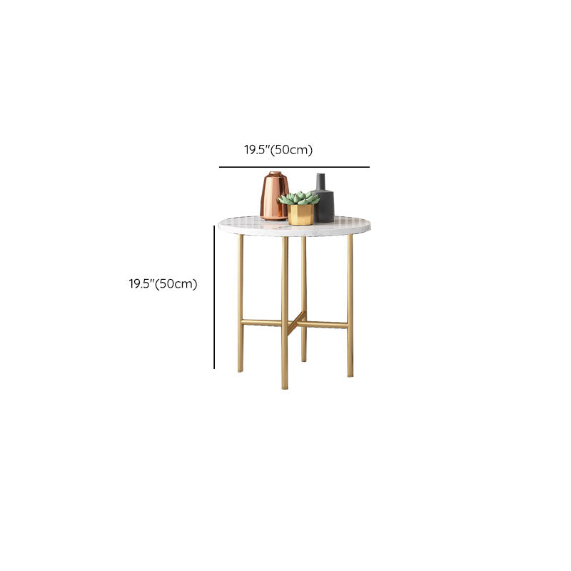 Glam Cocktail Table 4 Legs Slate Coffee Table Set in White with Iron Base