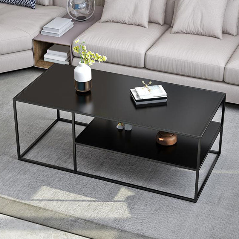 19.68" Tall Rectangle Top Coffee Table Metal Frame Base Cocktail Table