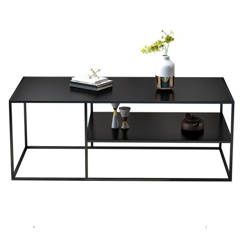 19.68" Tall Rectangle Top Coffee Table Metal Frame Base Cocktail Table