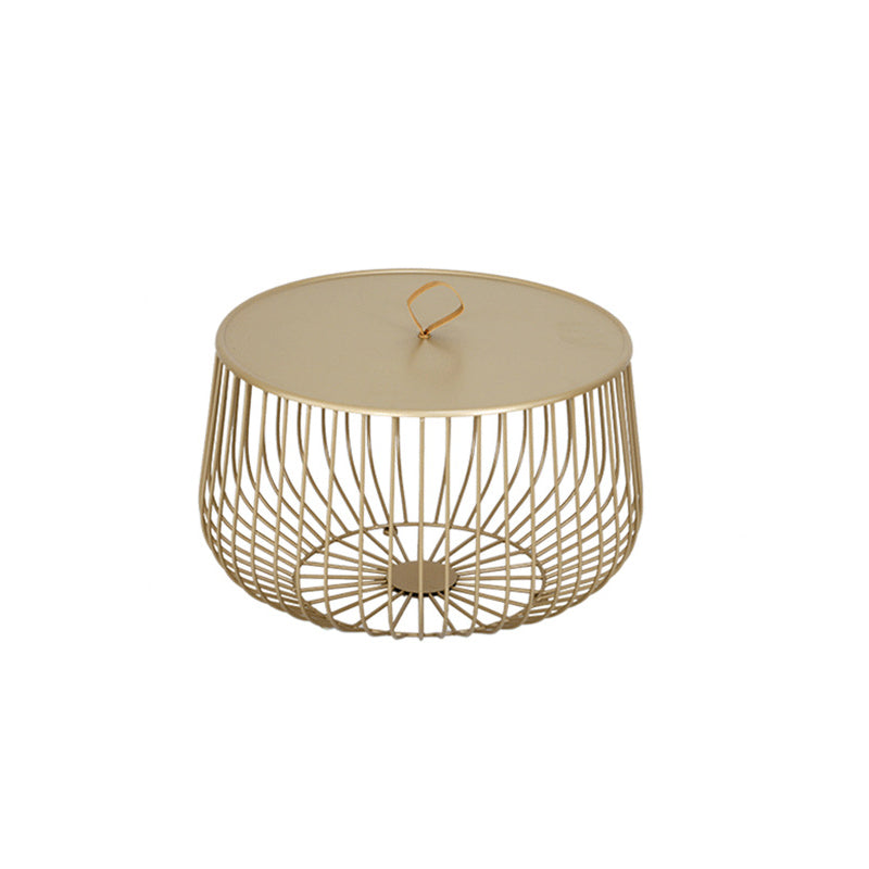 Contemporary Round Top Cocktail Table with Frame Base in Iron
