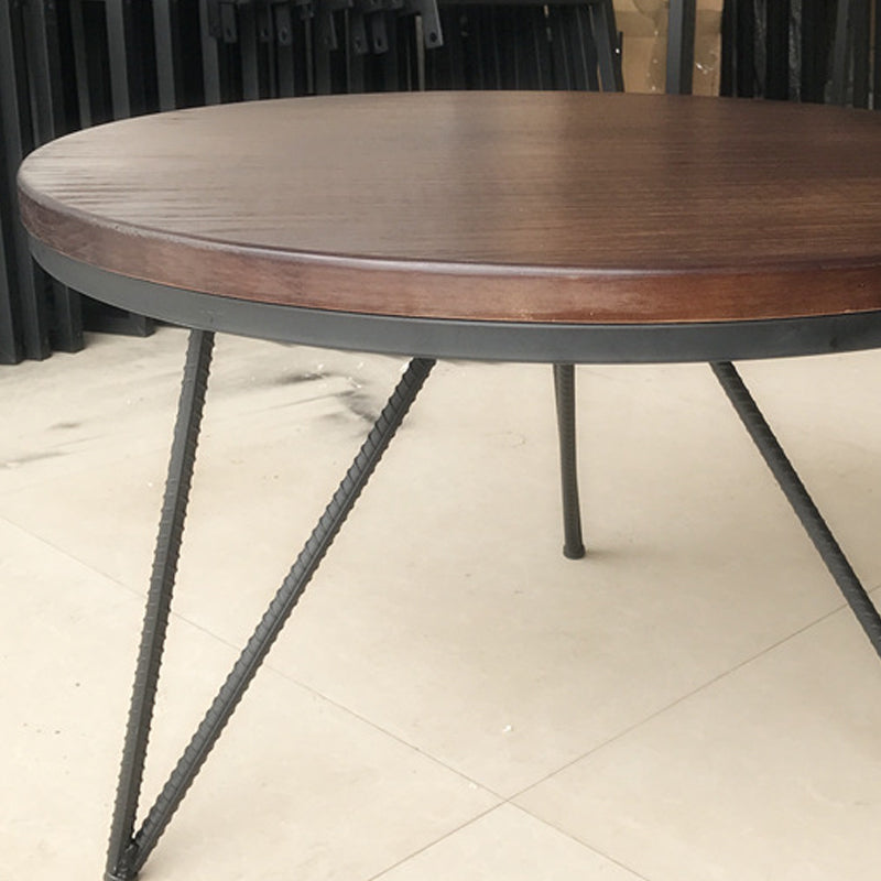 Round Solid Wood Coffee Table 3 Legs Coffee Cocktail Table, 17.71" High