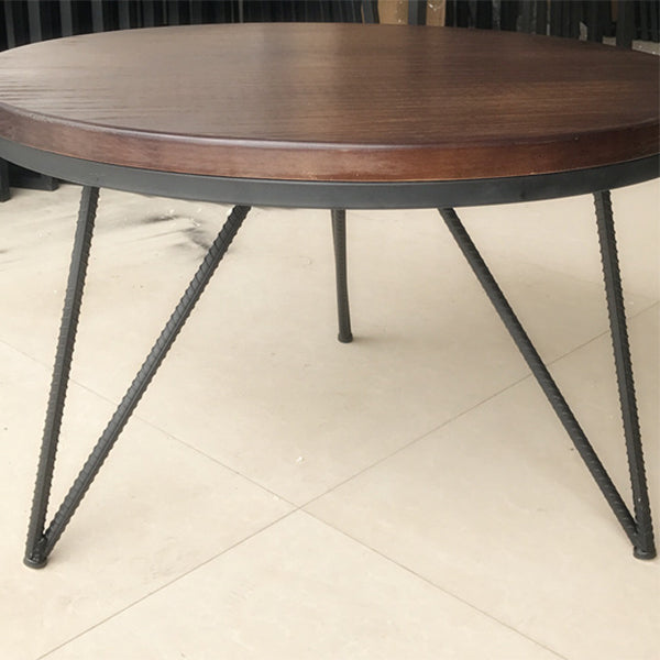 Round Solid Wood Coffee Table 3 Legs Coffee Cocktail Table, 17.71" High