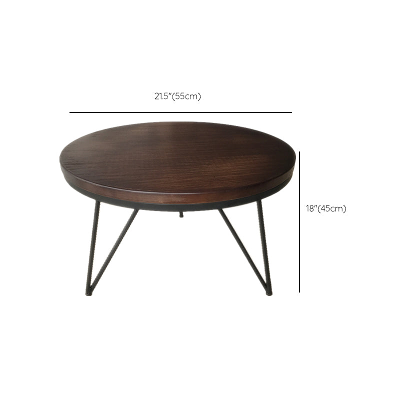 Round Solid Wood Coffee Table 3 Legs Coffee Cocktail Table, 17.71" High