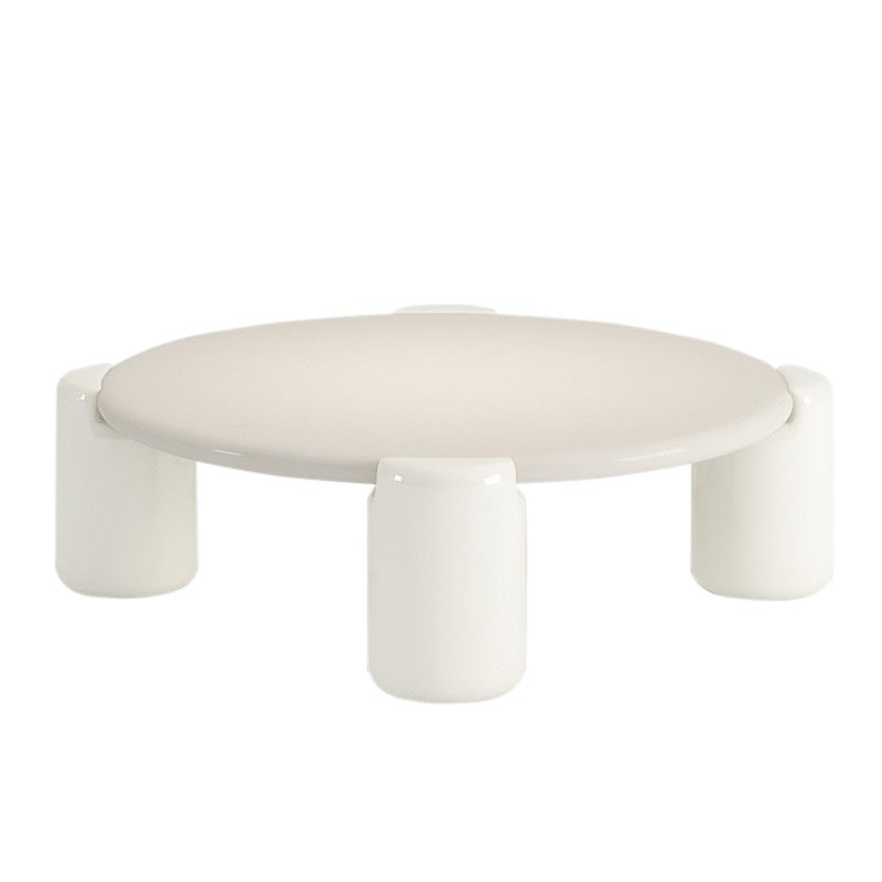 Round Wood Coffee Table White 4 Legs Cocktail Table for Home
