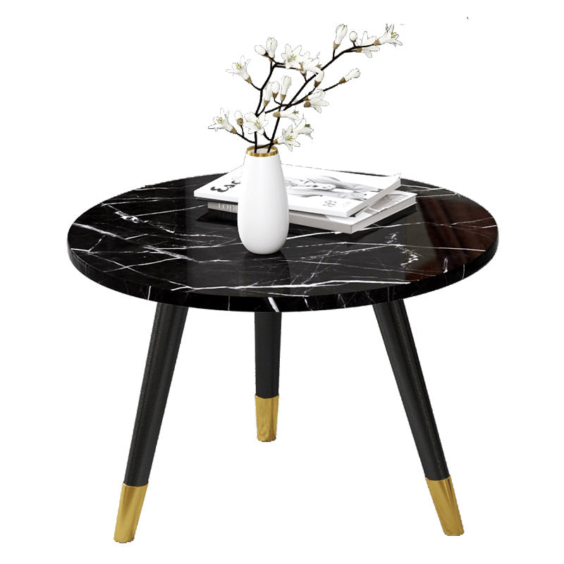 Contemporary Round Coffee Table with 3 Metal Legs and Wooden Top