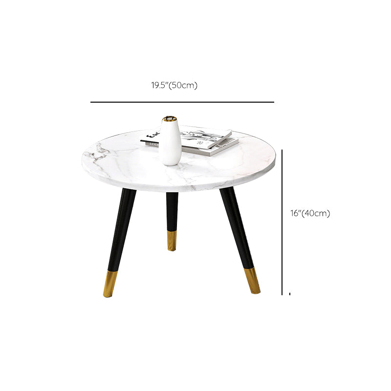 Contemporary Round Coffee Table with 3 Metal Legs and Wooden Top