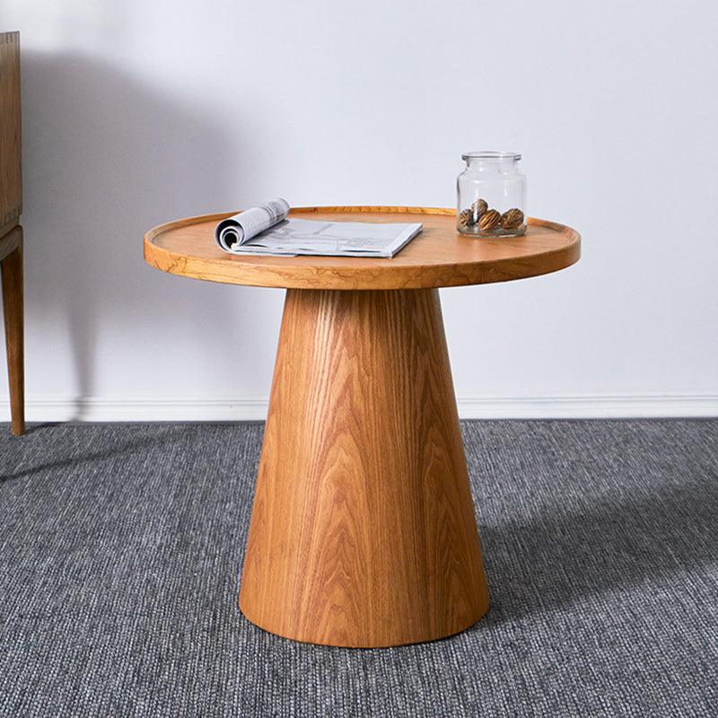 Round Solid Wood Coffee Table Pedestal Coffee Cocktail Table