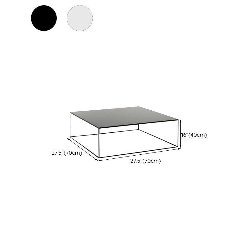 Iron Square Coffee Table with Frame Base Mid-Century Modern Cocktail Table