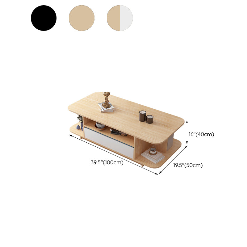 Scandinavian Coffee Table with Shelves and 1 Drawer Cocktail Table