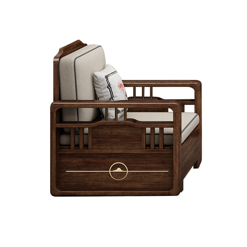 Contemporary Sectional Sofa Walnut Wood Sectional with Pillows