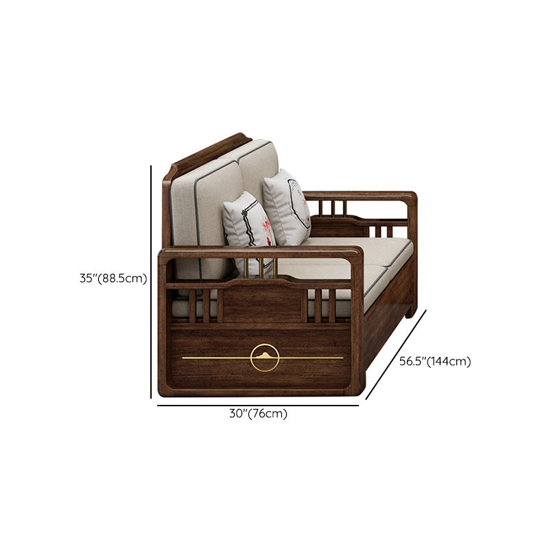 Contemporary Sectional Sofa Walnut Wood Sectional with Pillows