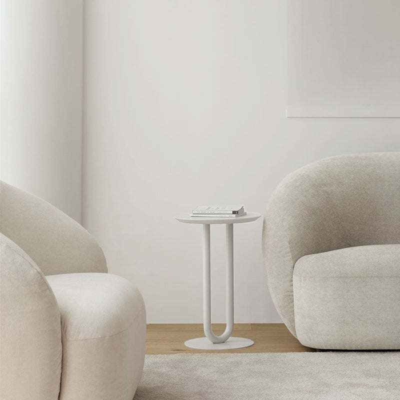 Metallic Pedestal Side Table Mid-century Modern Side End Table