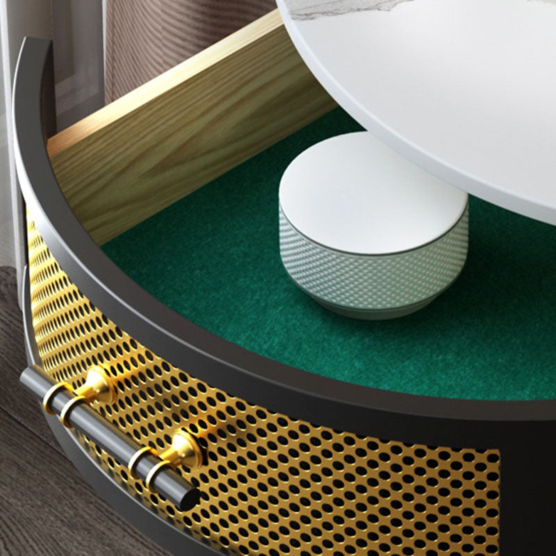 Modernistic Metal with Shelf Double Tier Living Room Drawer End Table