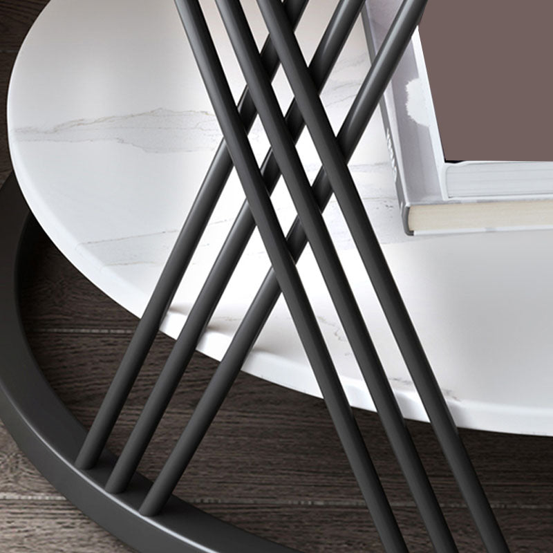 Modernistic Metal with Shelf Double Tier Living Room Drawer End Table